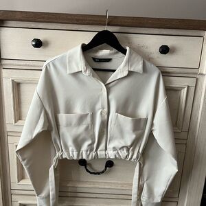 Zara Cream Button-Up Shirt